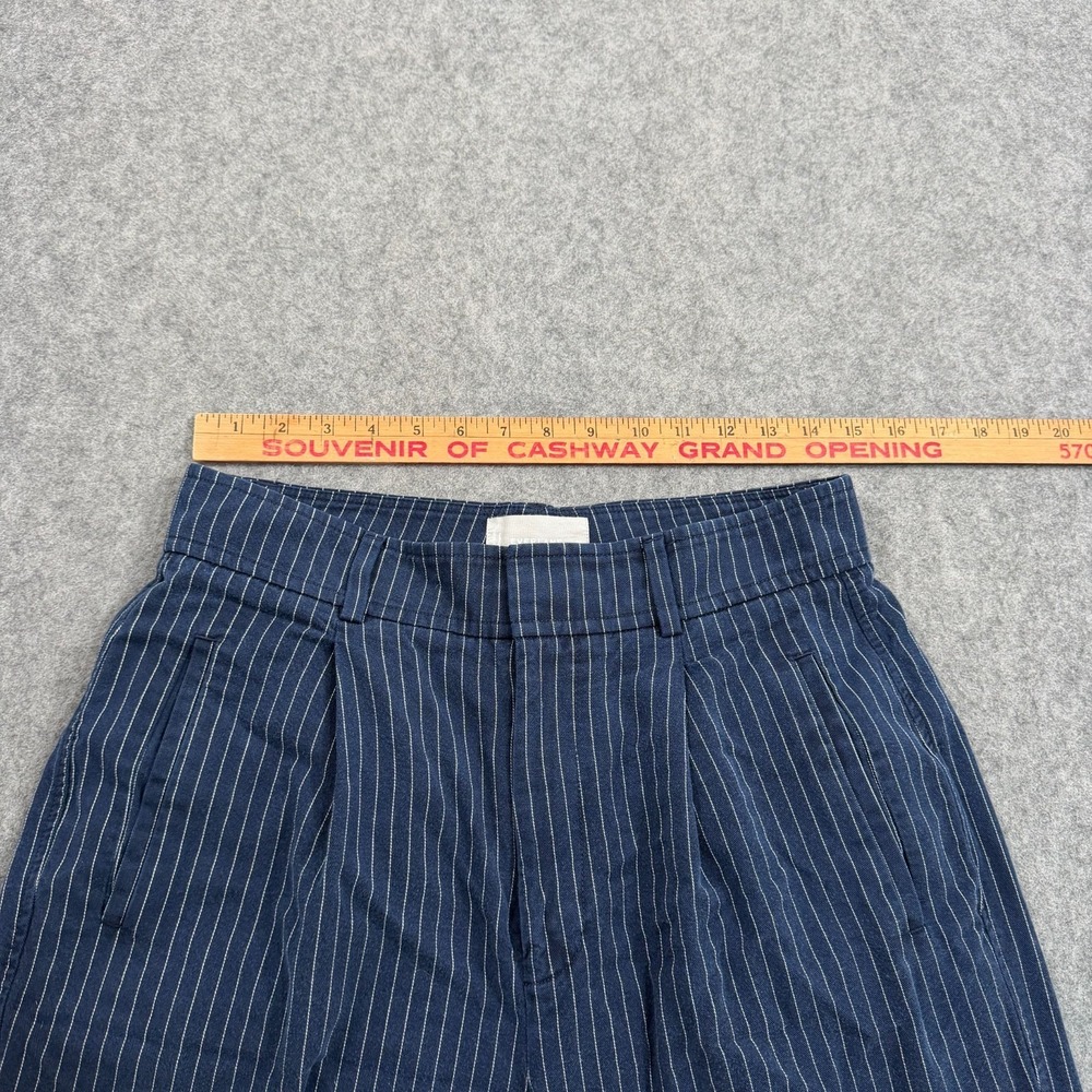 Everlane Navy Blue Striped The Way High Draped Pants Women's Size 8 Short - Picture 4 of 8